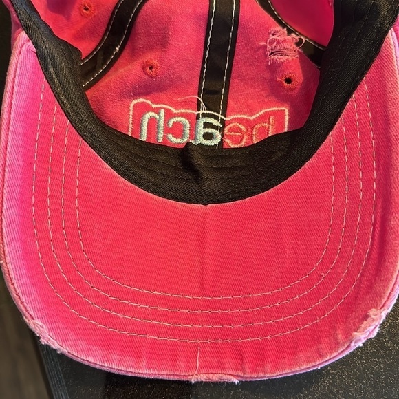 Beach Crazy Pink Distressed 100% comfort Cotton Baseball Cap Adjustable - Picture 8 of 8